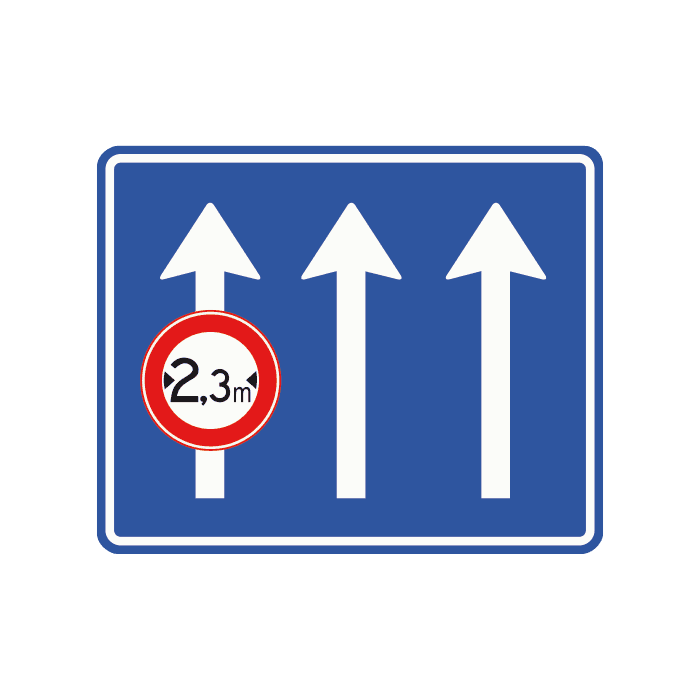 L11 - Informacje dotyczą tylko wskazanych pasów ruchu znak drogowy